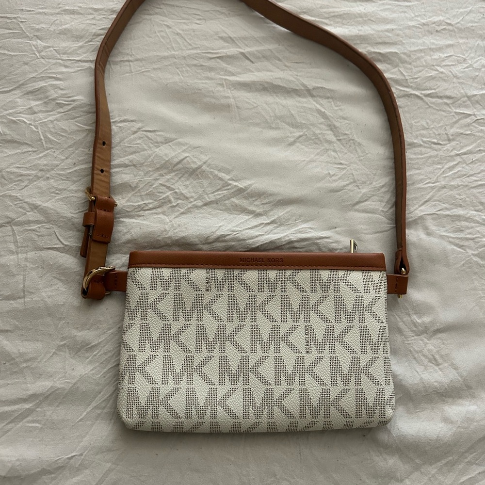 Michael Kors White and Brown Monogram belt bag , fanny pack